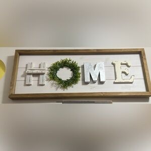 Rustic HOME Sign with Greenery Wreath